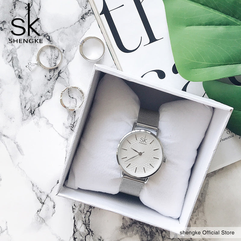 2020 SK Super Slim Sliver Mesh Stainless Steel Watches Women Top Brand Luxury Casual Clock Ladies Wrist Watch Relogio Feminino
