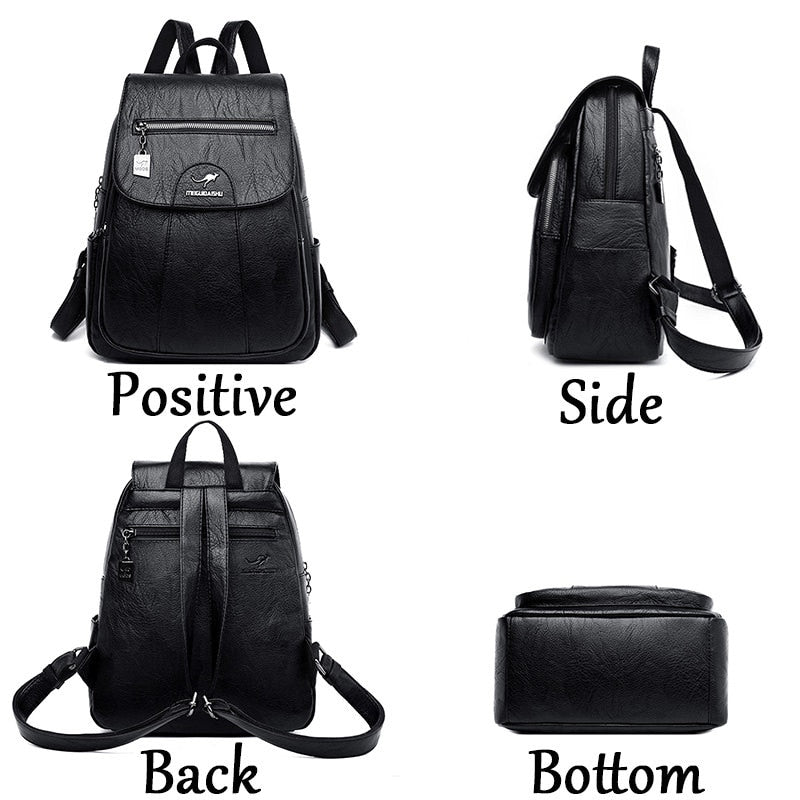2020 Women Leather Backpacks High Quality Female Vintage Backpack For Girls School Bag Travel Bagpack Ladies Sac A Dos Back Pack