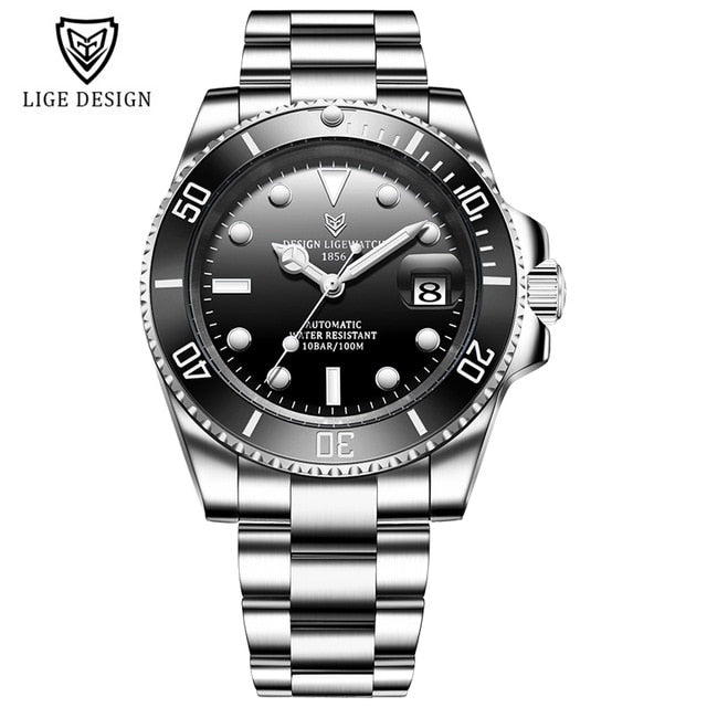 2021 LIGE New Watch Men Automatic Mechanical Tourbillon Clock Fashion Sport Diving Watch 100ATM Waterproof Luminous Watches Mens