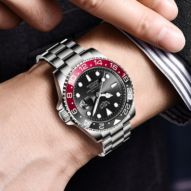 2021 New Diver Watch For Men LIGE Brand Luxury Stainless Steel Waterproof Quartz Date Wrist Watch Top Business Sport Clock Male