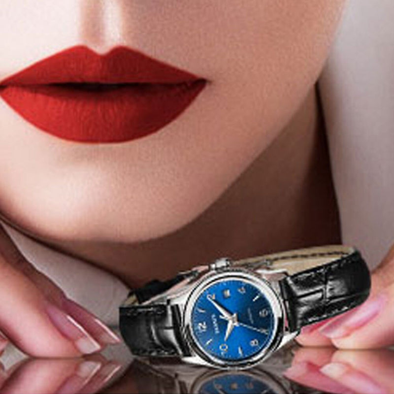 26mm PARNIS Blue dial 21 jewels miyota luminous Date automatic ladys watch