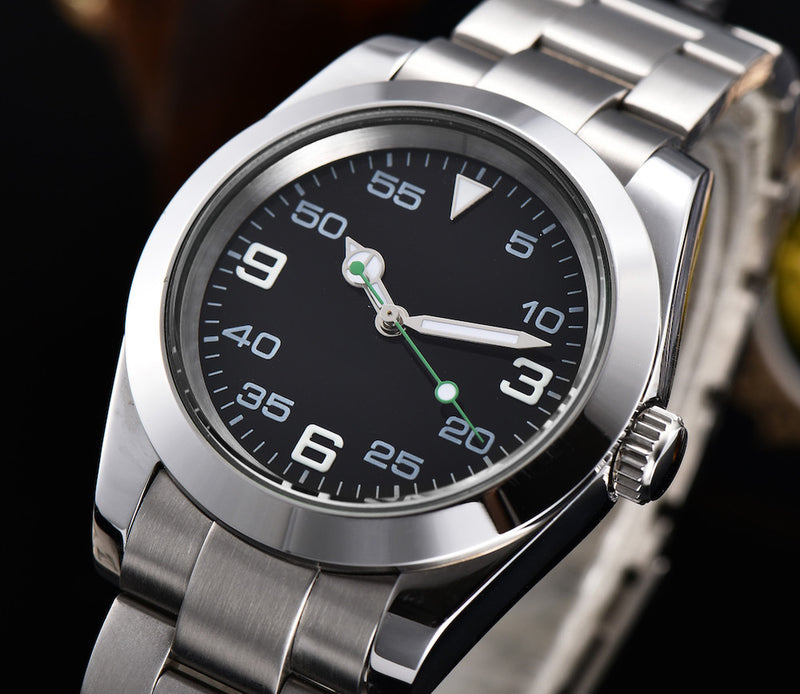 PARNIS Men's Automatic Watches / High Quality Movement Air King Black / Suits, Popular Luxury Brands / Waterproof / Fashion