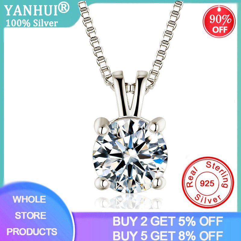 2ct Lab Diamond Solitaire Pendant Necklace 925 Sterling Silver Choker Statement Necklace Women Silver 925 Jewelry With Box Chain
