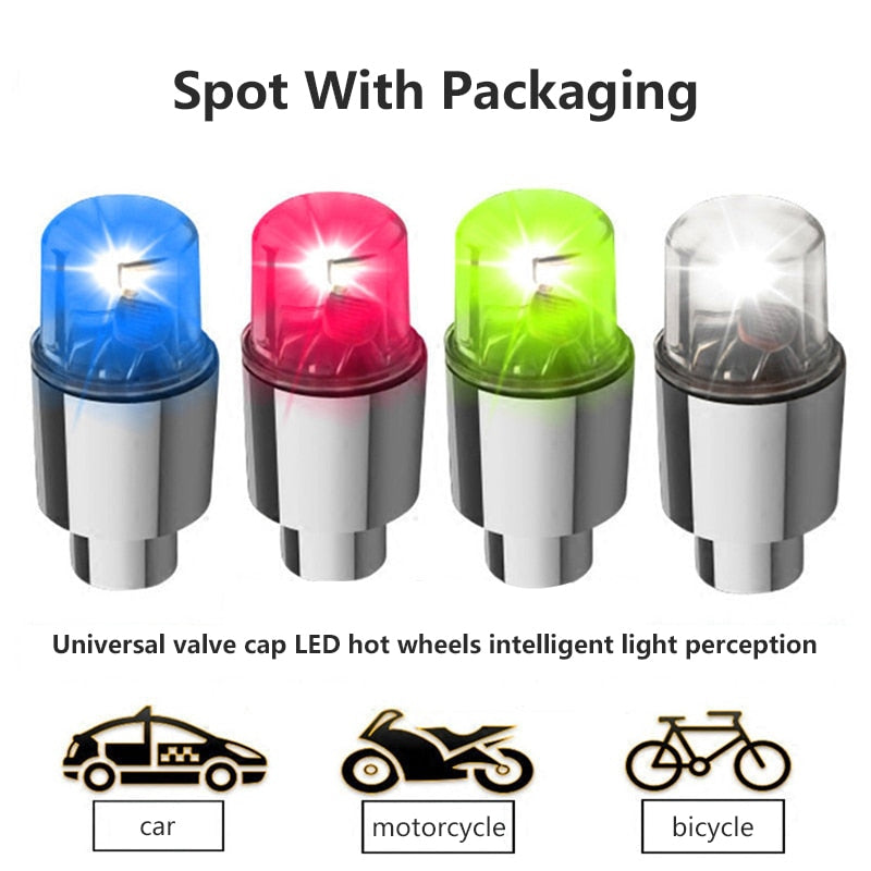 2pcs Car Auto Flash Lights LED Car Bike Wheel Tire Tyre Valve Dust Cap Spoke Car Valve Stem Auto Lights Hub Lamp Car Accessories