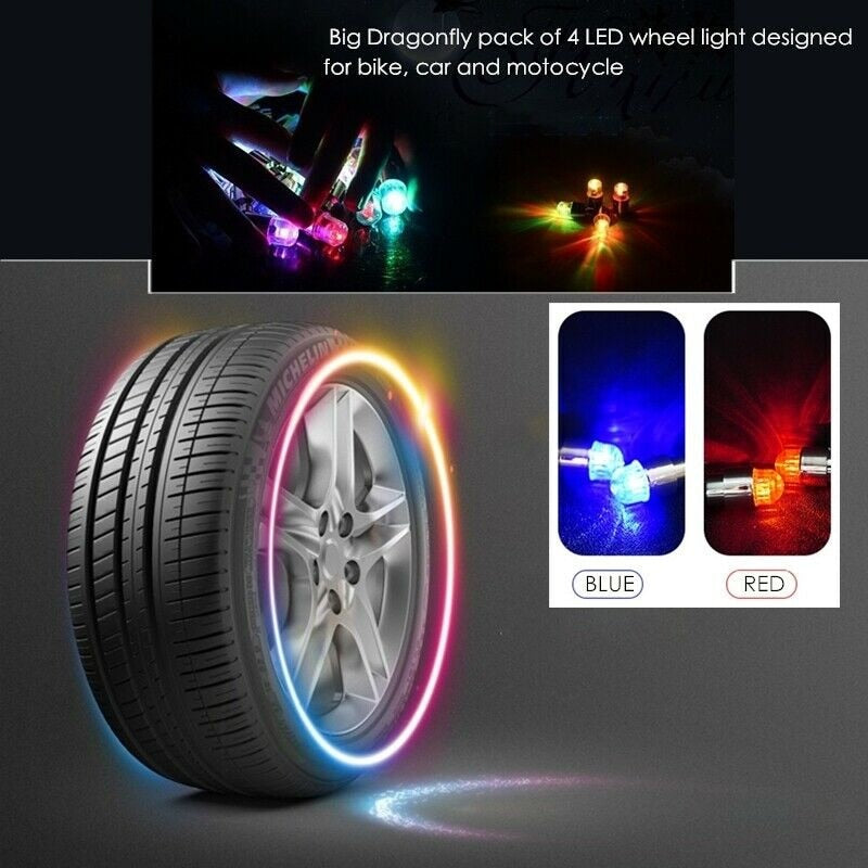 2pcs Car Auto Flash Lights LED Car Bike Wheel Tire Tyre Valve Dust Cap Spoke Car Valve Stem Auto Lights Hub Lamp Car Accessories