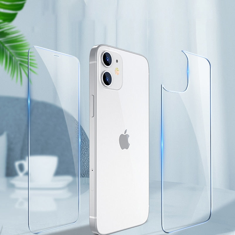 3-in-1 Full Cover For iPhone 12 Screen Protector 12mini 12 Pro Max Back Tempered Glass On For iPhone 11 Camera Lens Film KAIQISJ