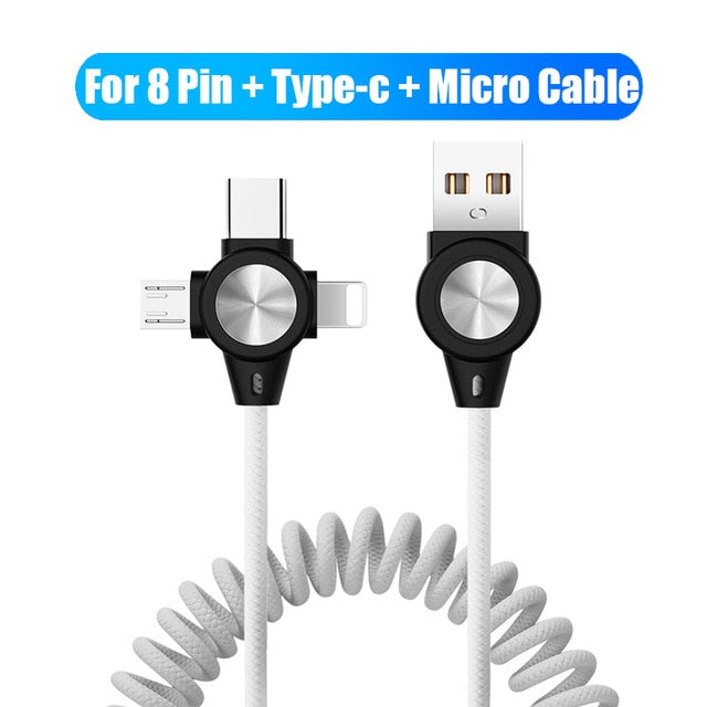 3 in 1 USB Cable For iPhone 12 11 Xs Max Xr X 8 7 6s 5s Charing Charger USB C Micro USB Cable For Samsung Xiaomi Android Phone