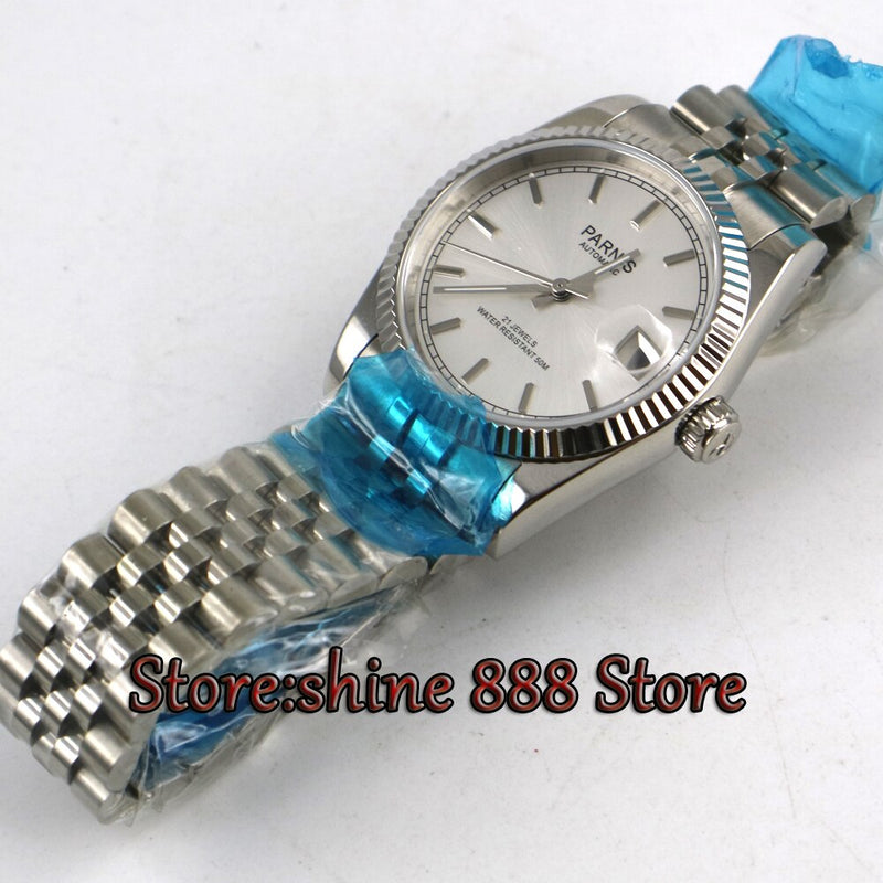 36mm Parnis silver dial Sapphire glass 21 jewels Miyota  automatic Movement  mens watch