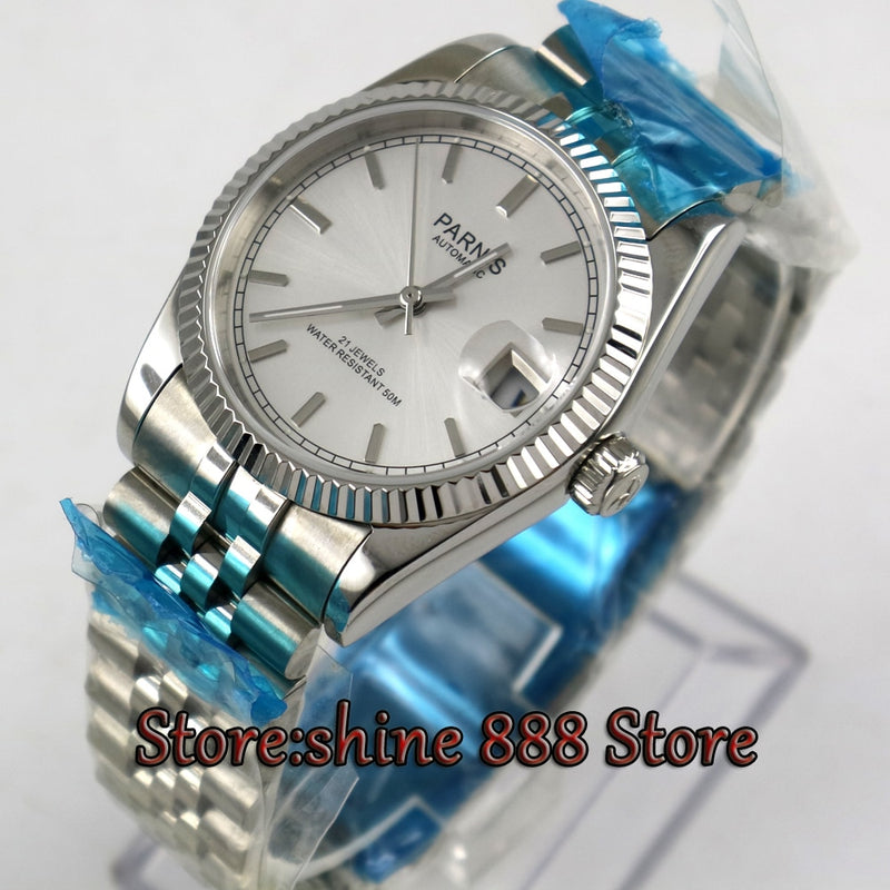 36mm Parnis silver dial Sapphire glass 21 jewels Miyota  automatic Movement  mens watch
