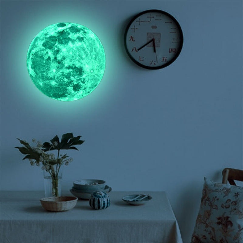 3D Large Moon Fluorescent Wall Stickers Removable Glow In The Dark Sticker one piece Room decoration accessories Christmas Gift3