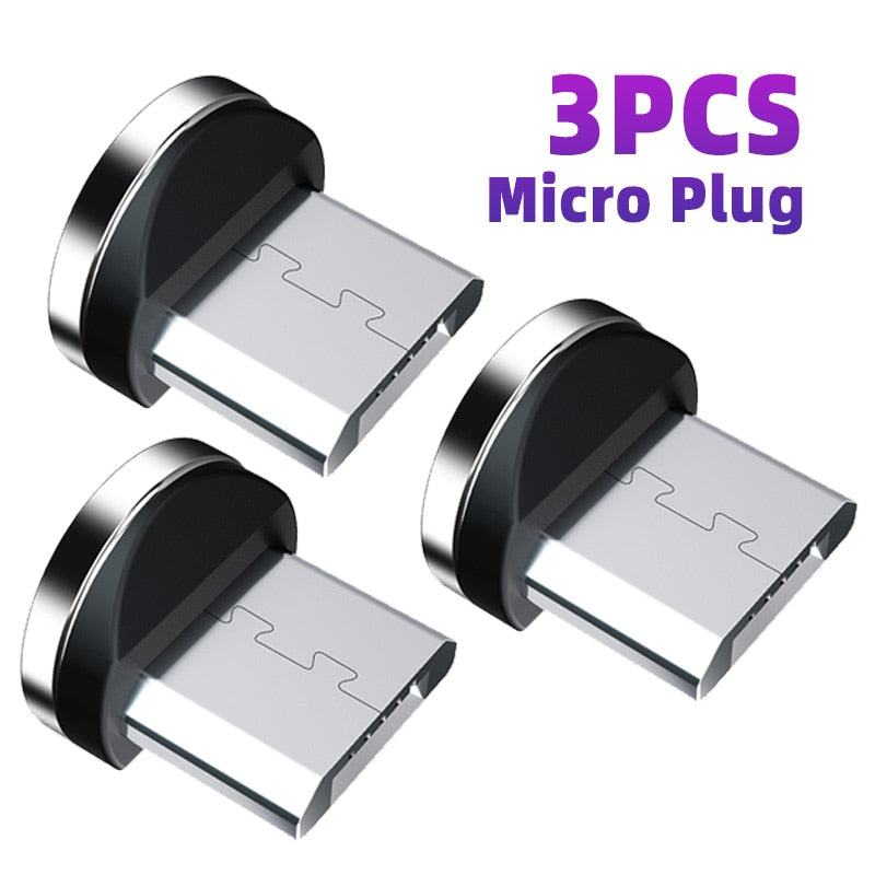 3PCS Magnetic Plug 2 Pin Magnetic Charging Cable Adapter Micro USB Type C Magnet Charge Connector Dust Plugs Android Phone Cord