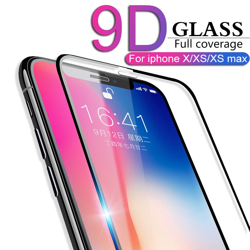 3PCS Tempered Glass For iphone 11 pro X XS max XR Screen Protector 9D Glass For iphone 7 8 6 6s Plus glass Protective Front Film
