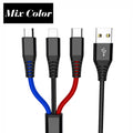3in1 LED USB Charging Cable 3in1 Micro USB Type C 8Pin Charger Cable for iPhone 12 11 Pro Huawei Multi Usb Port Usbc Phone Cable
