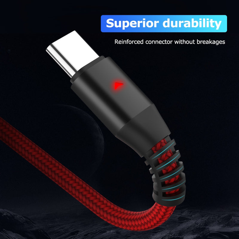3in1 LED USB Charging Cable 3in1 Micro USB Type C 8Pin Charger Cable for iPhone 12 11 Pro Huawei Multi Usb Port Usbc Phone Cable
