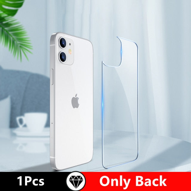 4 in 1 For Iphone 12 Pro Max Back Protector 12 Pro Max Full Cover HD Transparent Glass 6.7 Inch  Screen Protector Back Film Case