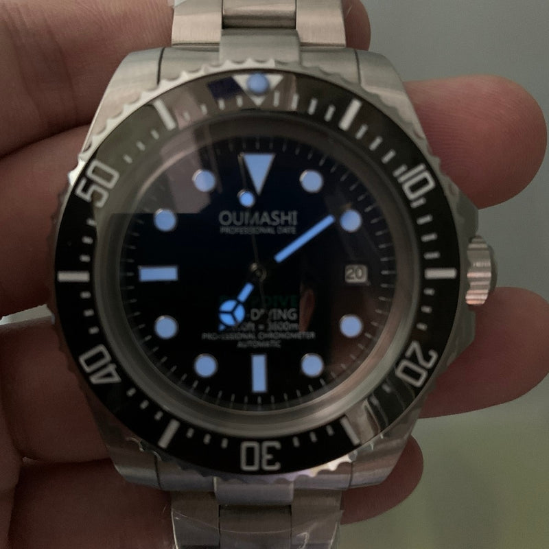 44mm watches men automatic mechanical watch Men's sapphire glass Luminous deep Stainless steel sea  Wristwatch