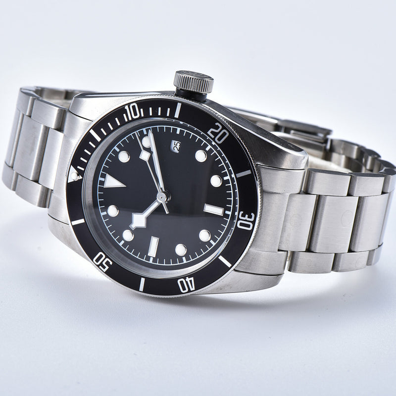 Men's Mechanical Self-winding Black Bay Date Watches / Black, White / Suit, Popular Brand / Fashion B55