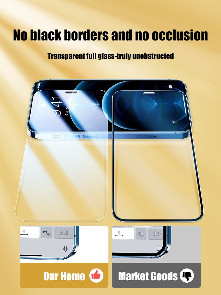 4Pcs Full Cover Glass on the For iPhone 11 12 Pro Max Tempered Glass For iPhone X XR Xs Max 7 8 6 Plus 12 Pro Screen Protector