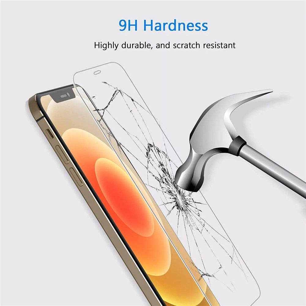 4Pcs Protective Glass For iPhone 11 12 Pro Max Mini Screen Protector For iPhone 7 8 Plus XR X XS MAX 6 6s 5 5S SE 2020 Glass