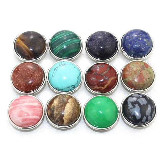5 Pcs/lot New Snap Button Jewelry Mixed Ginger Resin Clay Natural Stone 18mm Snap Buttons Fit Snap Bracelet Bangles snap Jewelry