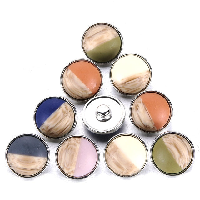 5 Pcs/lot New Snap Button Jewelry Mixed Ginger Resin Clay Natural Stone 18mm Snap Buttons Fit Snap Bracelet Bangles snap Jewelry