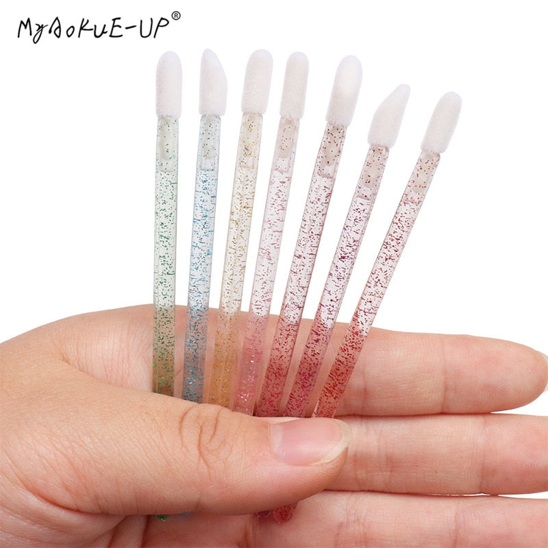 50 pcs Crystal Mascara Wands Applicator Diamond Disposable  Lip brushes Cosmetic Eyelash Brush Make Up brushes Tools