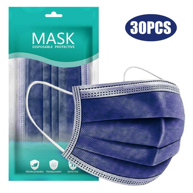 50pc Face Mask For Face Women Halloween Cosplay Black Mask Scarf Mondmasker Disposable Mask Mascarilla Desechable Masque