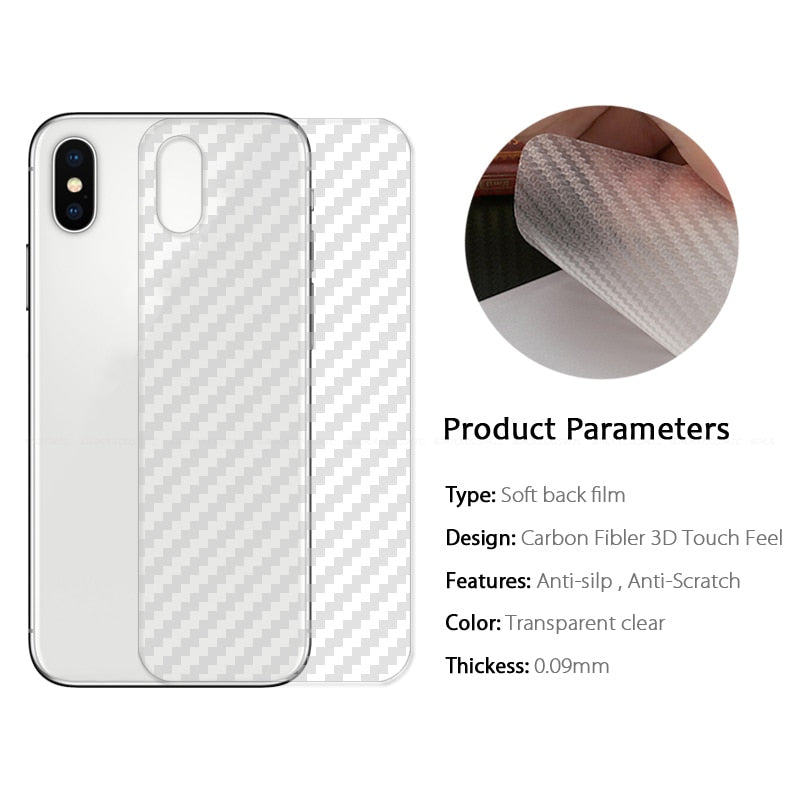 5Pcs/lot For iPhone XS MAX 6s Plus Carbon Fiber Protector Back Film 3D For iPhone 7 Plus 8 X XR 5s Anti-fingerprint Back Sticker