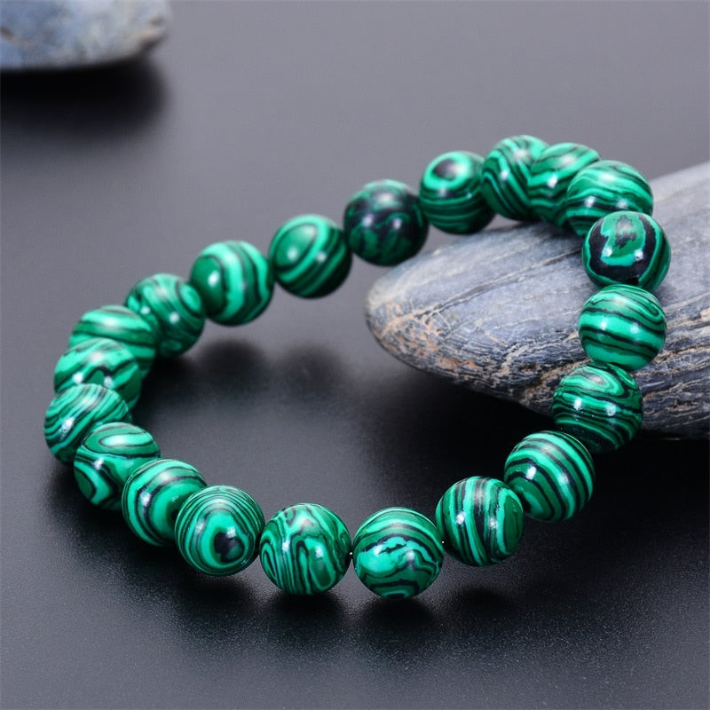 6-12mm Higth Quality Malachite Bracelet for Men Women Natural Stone Bead Buddhist Bracelet Charm Yoga Bracelets Jewelry Gifts