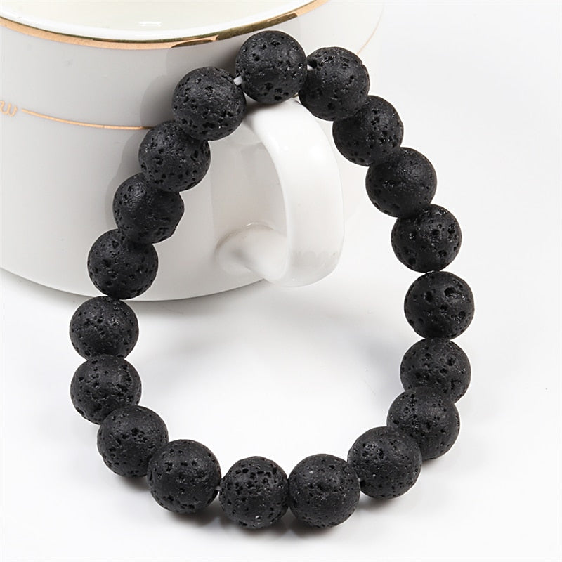 6mm 8mm 10mm Natural Volcanic Stone Beads Bracelets Black Lava Men Bracelet Aromatherapy Essential Oil Diffuser Bangle for Women