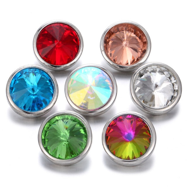 6pcs/lot New Snap Jewelry Mixed Colorful Rhinestone Crystal 18mm Snap Button Jewelry Fit Snap Bracelet DIY Charms Jewelry