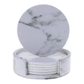 6pcs/set Marble Leather Round Square Drink Coasters Placemat Cup Mat Pad Holder Kitchen Tableware