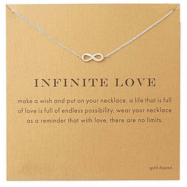 9 Style Gold Color Key Circle Necklace For Women Minimalist Infinity Pendant Necklaces Valentine's Day Gift Necklace With Card