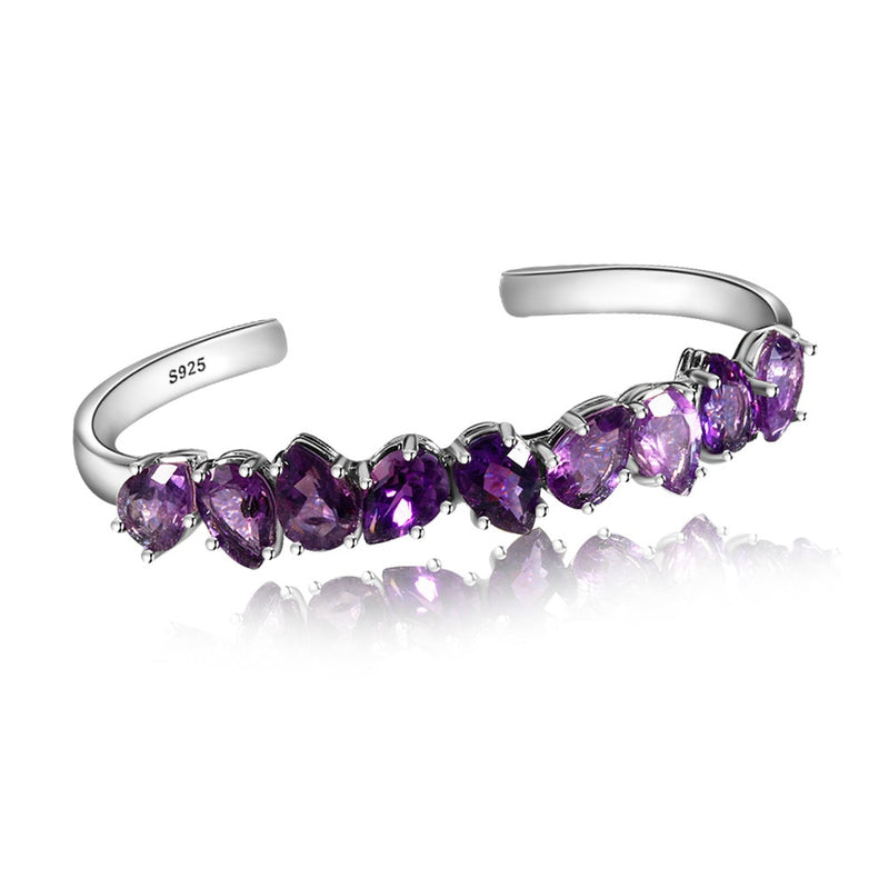 925 Sterling Silver Bracelet Purple Waterdrop Pear Amethyst Adjustable Bangle for Women Fine Jewelry Wedding Valentine Day Gift