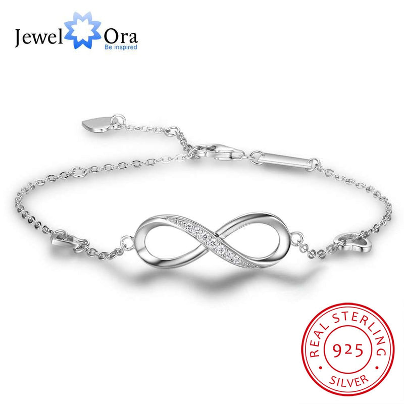 925 Sterling Silver Infinity Bracelets for Women Adjustable Friendship Bracelets & Bangles Wedding Gift Ideas(JewelOra BA102057)