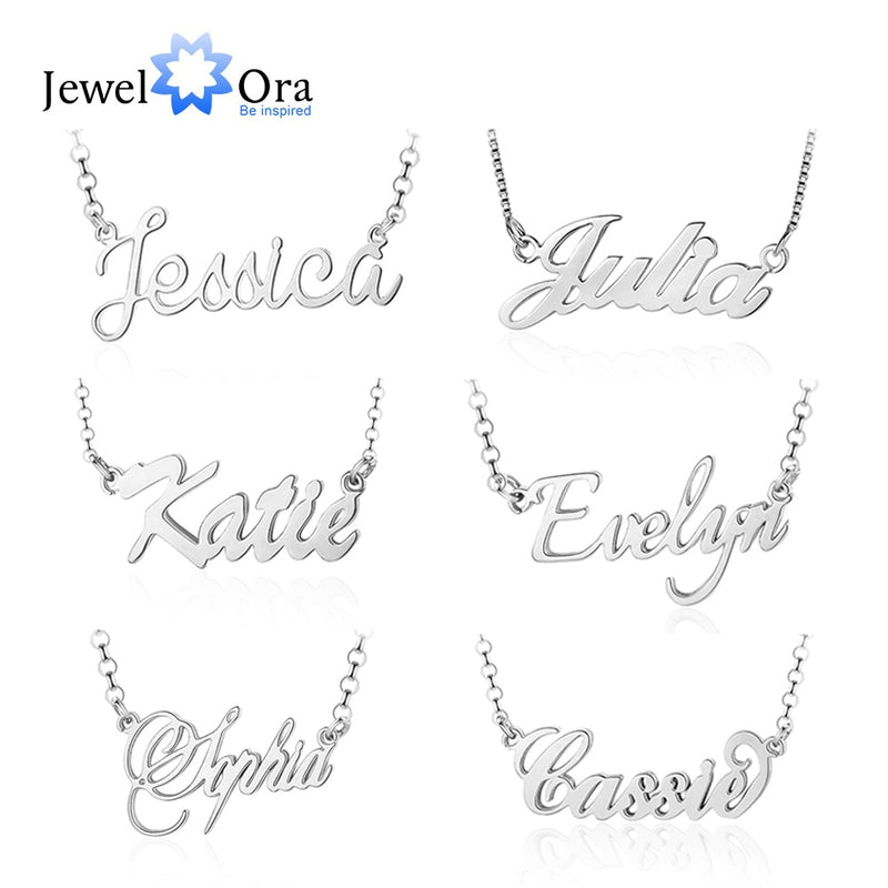 925 Sterling Silver Personalized Nameplate Letter Necklace Custom Made Name Pendant Russian Name Christmas Gifts for Girlfriend