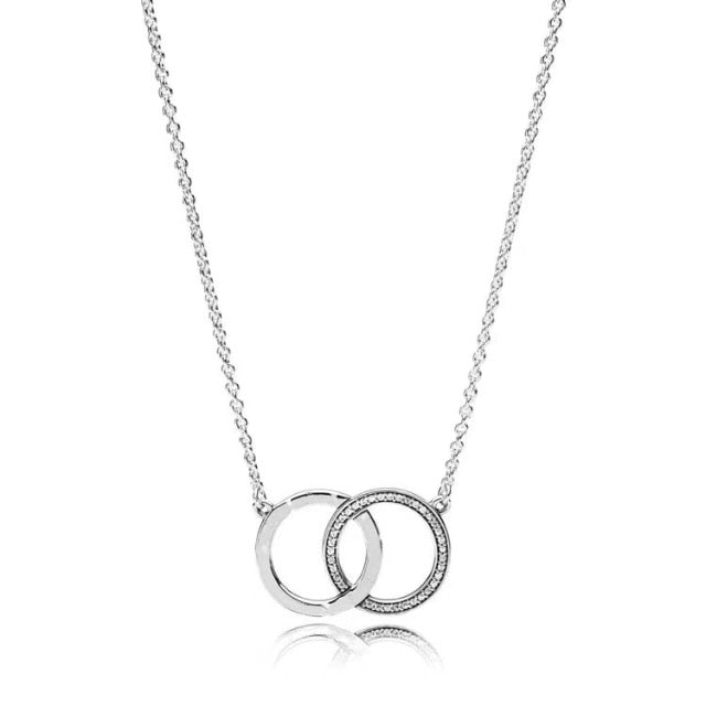 925 Sterling silver Hearts pendant Fashion Classic Brand Clear Cubic Zirconia Circle Necklace For Women Luxury Jewelry