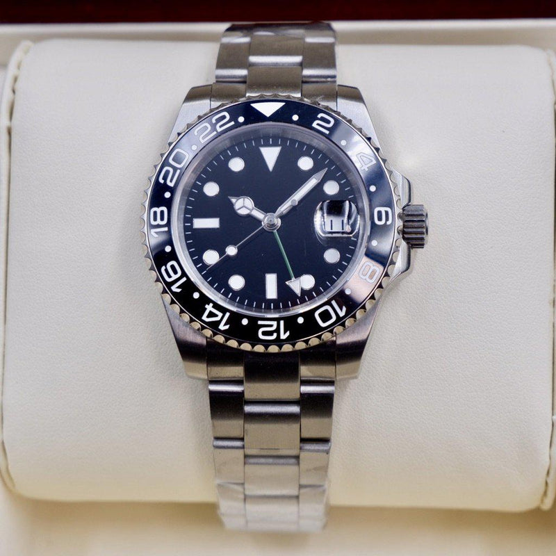 PARNIS Men's self-winding watch GMT 40mm sapphire glass mechanical parnis R27