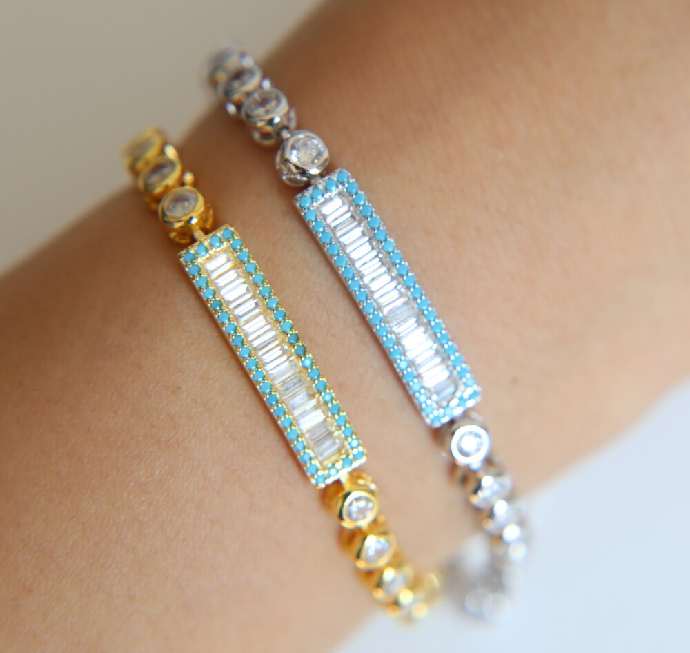 AAA+ cubic zirconia bar cz tennis bracelelt with colorful stone simple classic cz bar charm fashion women jewelry
