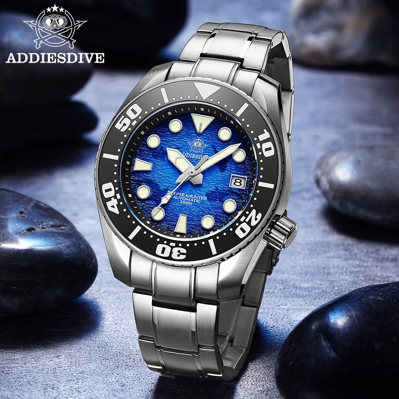 ADDIES Diver Watch Men NH35 Automatic Mechanical Self Winding Diving Wristwatch BGW9 Sapphire Crystal Luminous 200M Waterproof