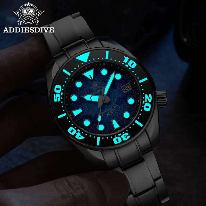 ADDIES Diver Watch Men NH35 Automatic Mechanical Self Winding Diving Wristwatch BGW9 Sapphire Crystal Luminous 200M Waterproof