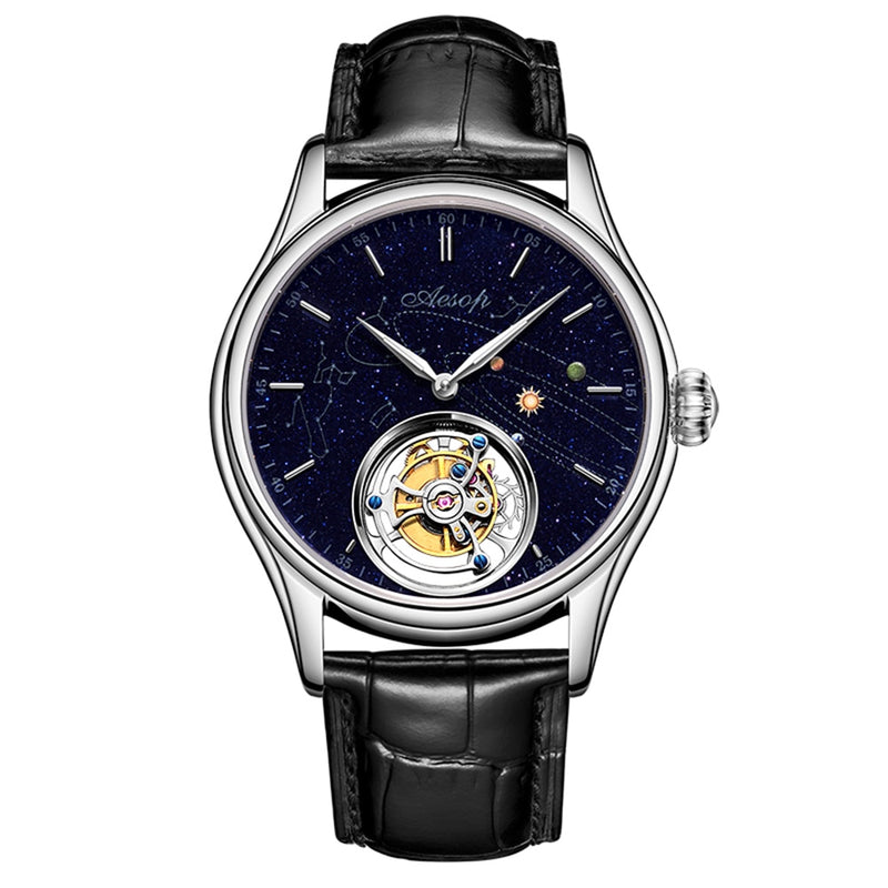 AESOP  Men's Mechanical Watch Flying Tourbillon Skeleton Watches for Men Wristwatch Man Male Clocks Mechanical Watch Luxury