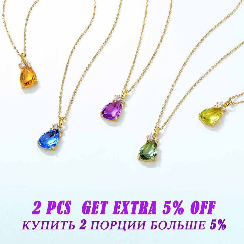 ALLNOEL Silver 925 Jewelry  New Type Synthetic Colorful Crystal Pendant Necklaces For Women God of Luck Birthday Gift New