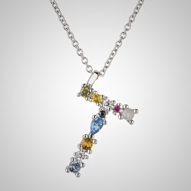 ANDYWEN 925 Sterling Silver Gold Letter M Pendant Initial F Alphabet Necklace Monogram Opals 2020 Women Accessories Jewelry