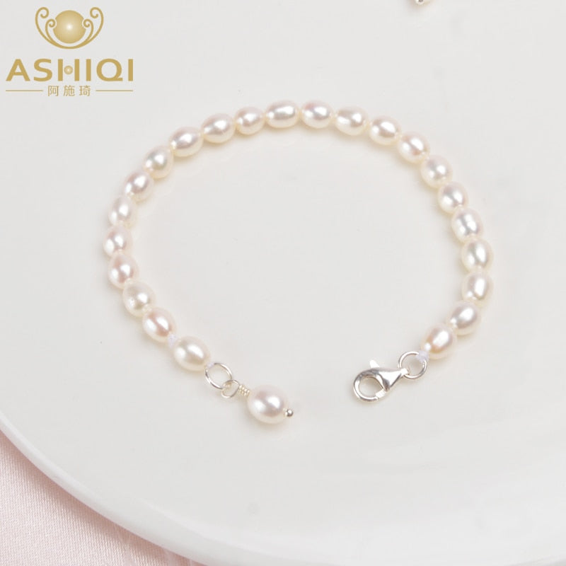 ASHIQI Children Bracelet Real MiNi Natural Freshwater Pearl Jewelry for Kid Girl Lovely Gift with 925 Sterling Silver Jewelry