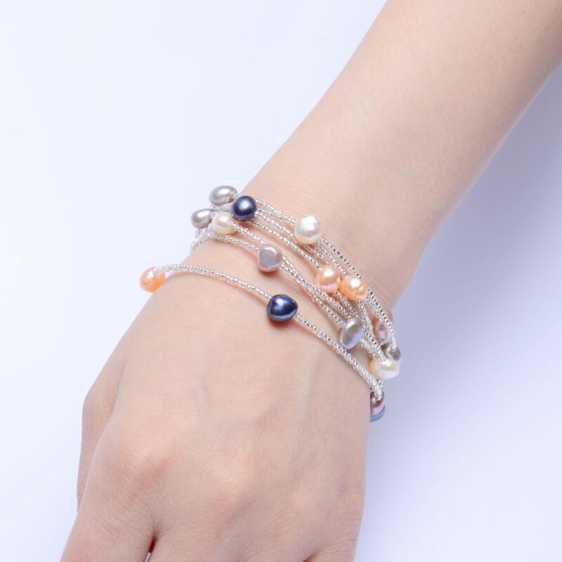 ASHIQI Natural Freshwater Baroque Pearl Bracelet For Women Colorful Jewelry Wedding Crystal Beads