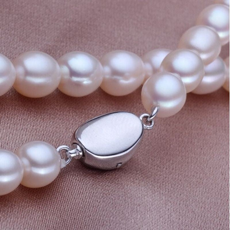ASHIQI Real white natural freshwater pearl necklace  , 40 cm/45 cm pearl jewelry for women gift