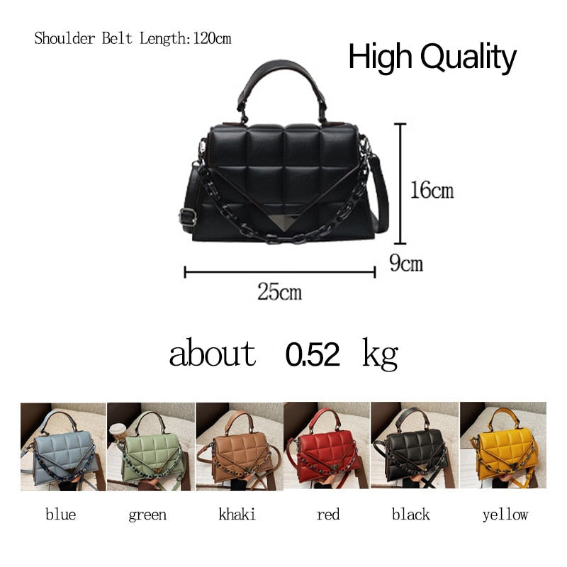 ATLI Ladies Small Square Bag 2021 Fashion New Quality PU Leather Women's Handbags Solid Color Lingge Shoulder Messenger Bags
