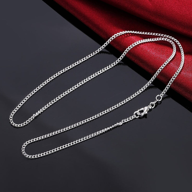 Aimarry 925 Sterling Silver 16/18/20/22/24/26/28/30 Inch 2MM Side Chain Necklace Fashion For Women Men Wedding Jewelry Gifts