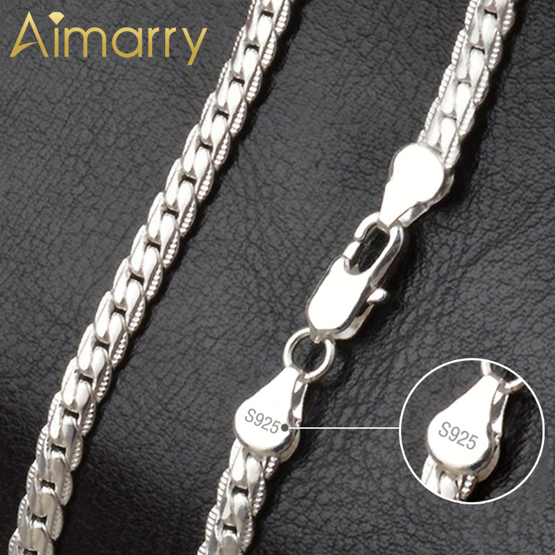 Aimarry 925 Sterling Silver 18K Gold 5MM Full Sideways Necklace For Women Men Party Gifts Fashion Engagement Wedding Jewelry